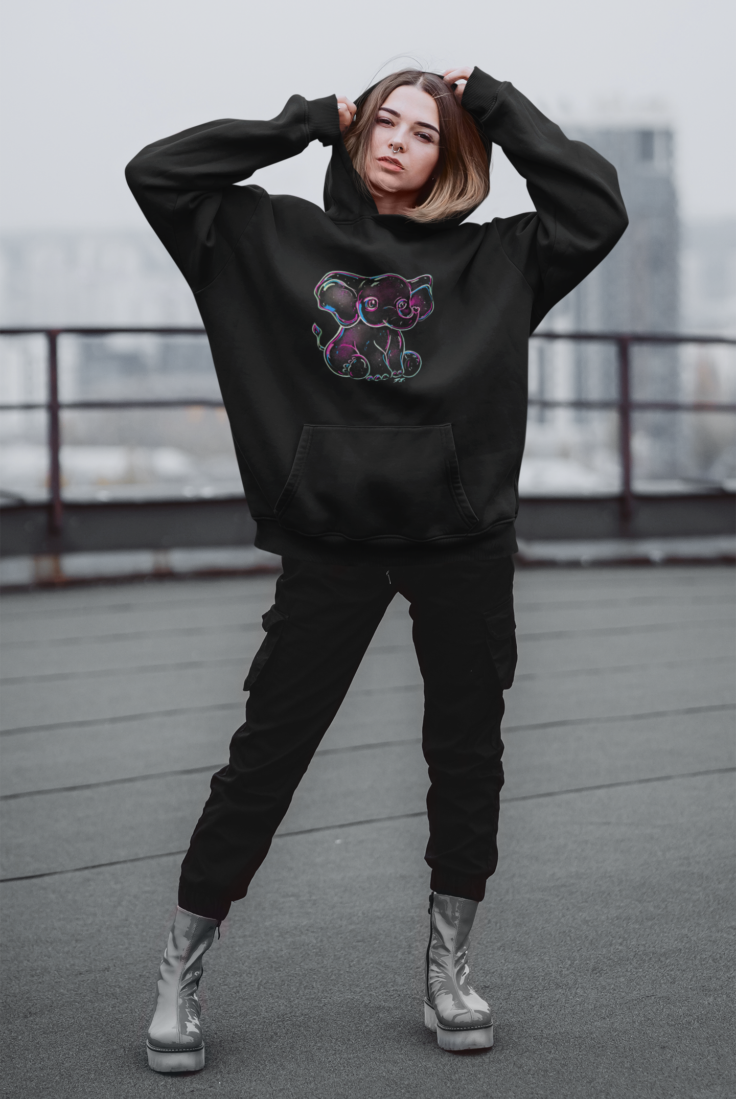 Oversized Hoodie Baby Elefant- D. A. Puncher Kollektion
