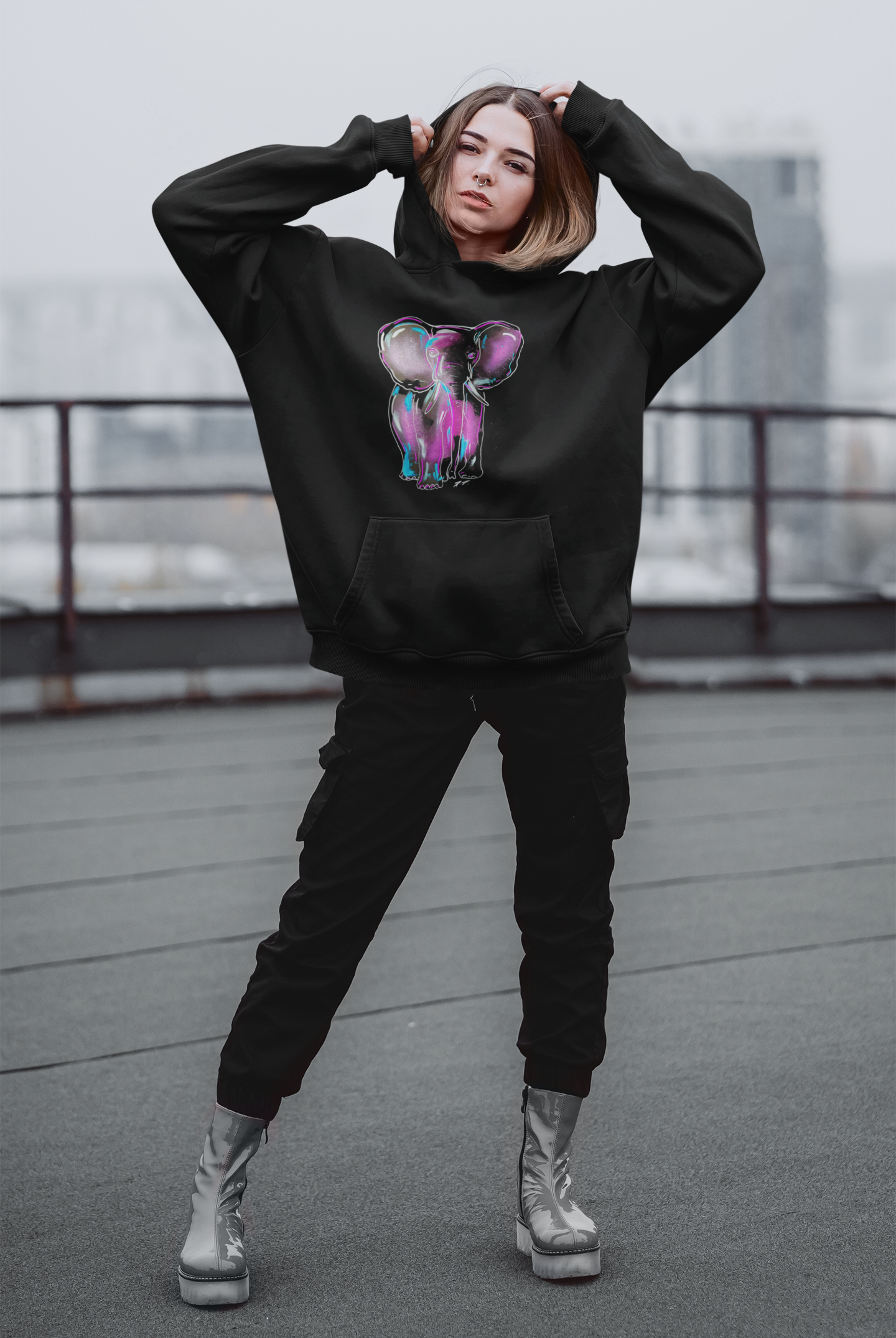 Oversized Hoodie - Elefant D. A. Puncher Kollektion