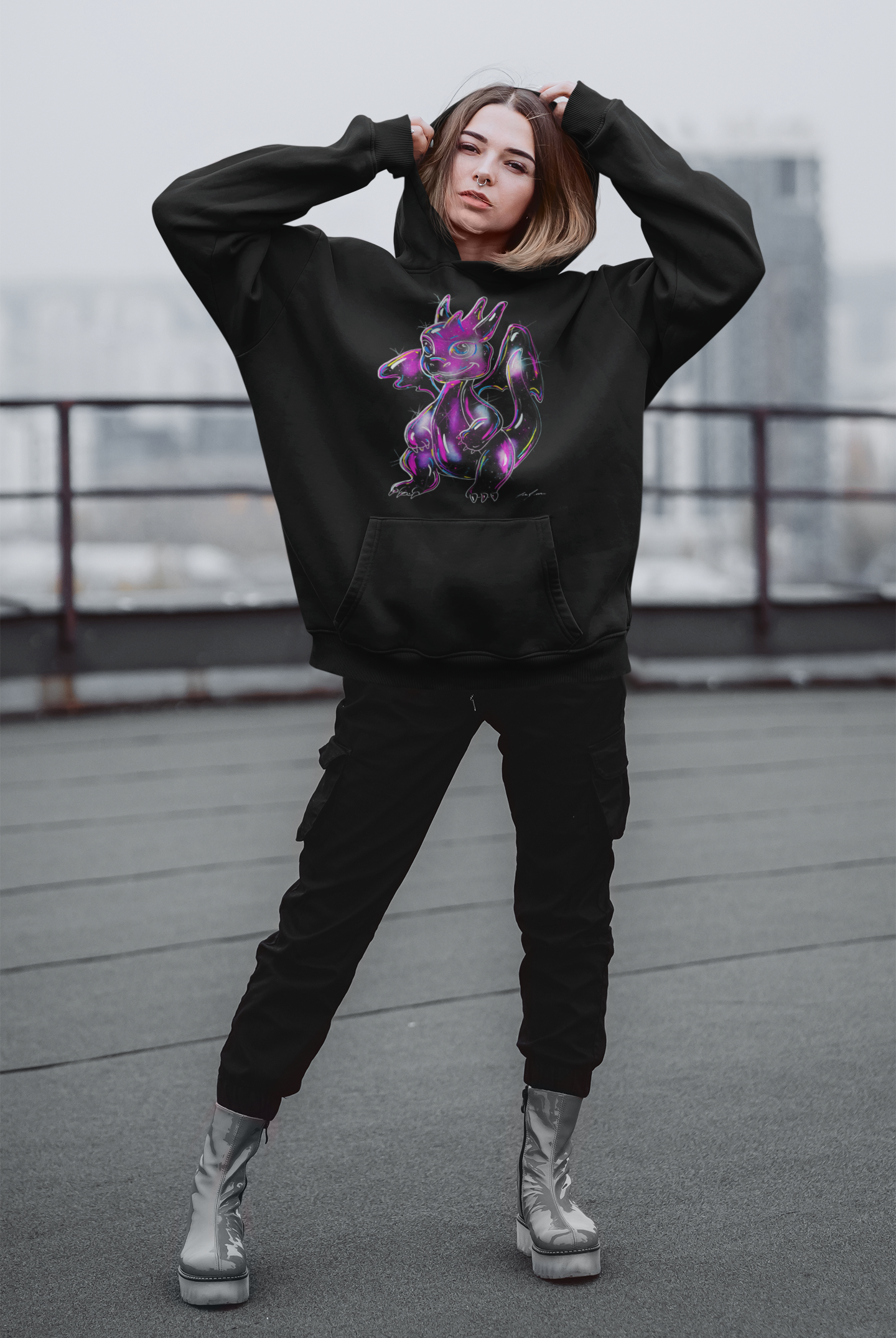 Oversized Hoodie Drache - D. A. Puncher Kollektion