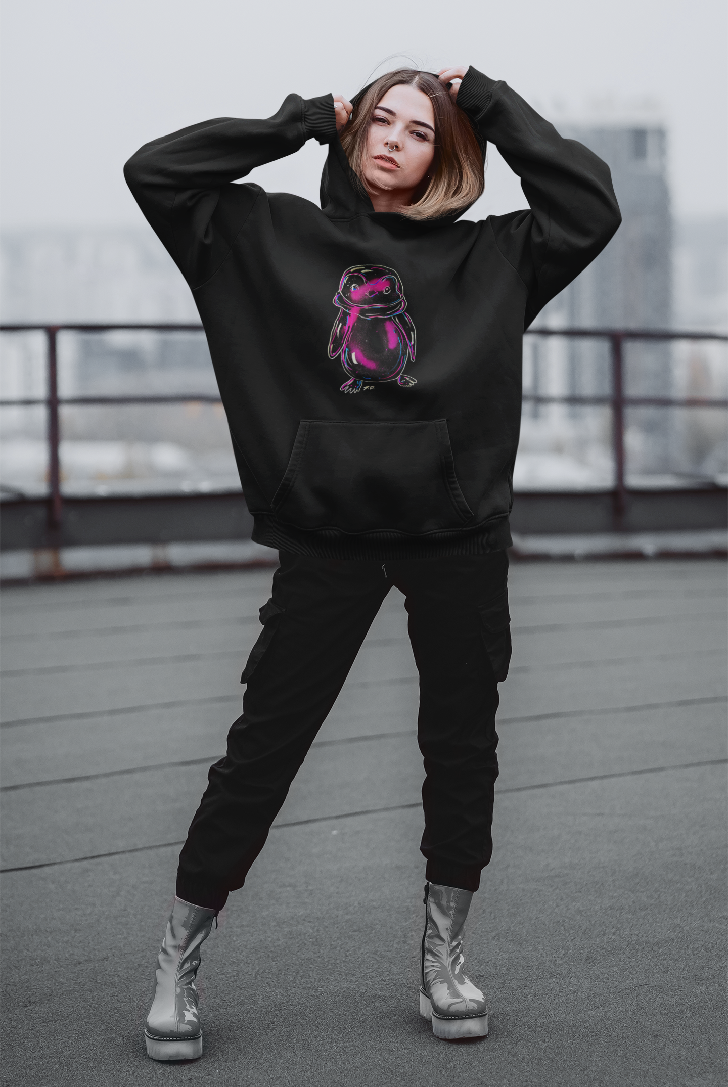 Oversized Hoodie Baby Pinguin - D. A. Puncher Kollektion